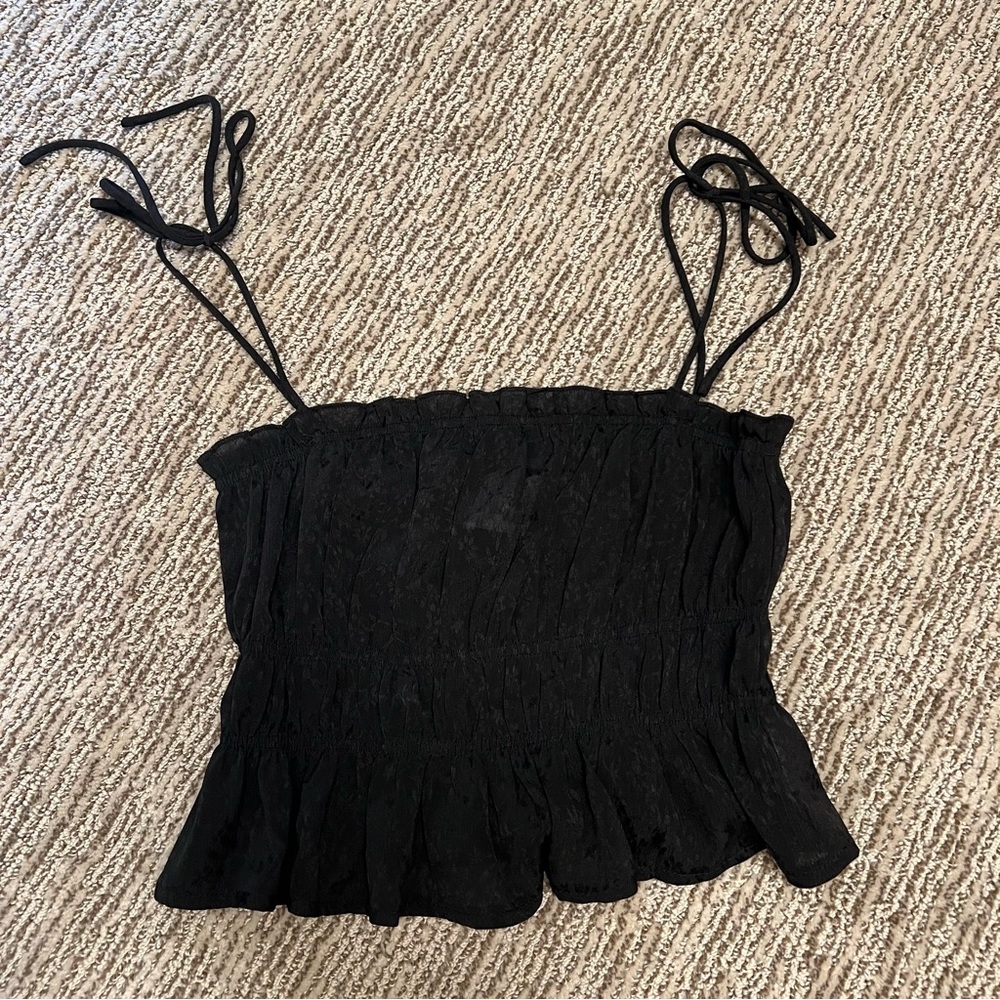 Princess Polly flair crop top with tie spaghetti straps